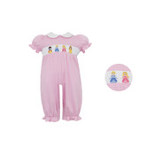 Petit Bebe Princesses Pink Knit Stripe Girl's Long S/S Bubble