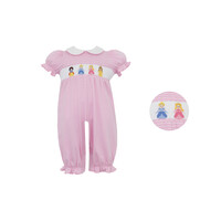 Petit Bebe Princesses Pink Knit Stripe Girl's Long S/S Bubble