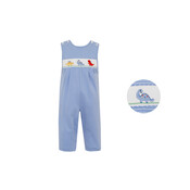 Petit Bebe Dinosaurs Blue Knit Stripe Boy's Long Jon Jon
