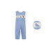 Petit Bebe Dinosaurs Blue Knit Stripe Boy's Long Jon Jon