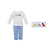 Petit Bebe Dinosaurs Blue Knit Stripe Pant Set