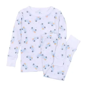 Magnolia Baby Pumpkin Patch Fun Printed Lt Blue Long Pajamas