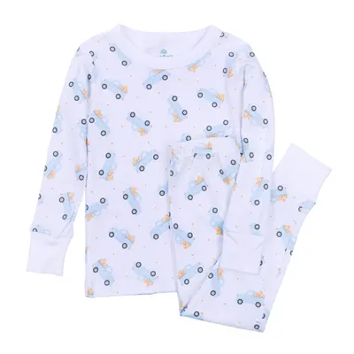 Magnolia Baby Pumpkin Patch Fun Printed Lt Blue Long Pajamas