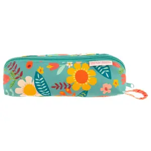 All Over Print Pencil Pouch- Turquoise Floral