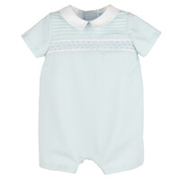 Luli & Me Blue Classic Smock Boy Bubble