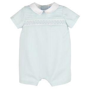 Luli & Me Blue Classic Smock Boy Bubble