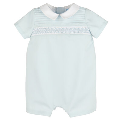 Luli & Me Blue Classic Smock Boy Bubble
