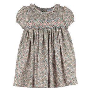 Luli & Me Forest Floral Smock Dress