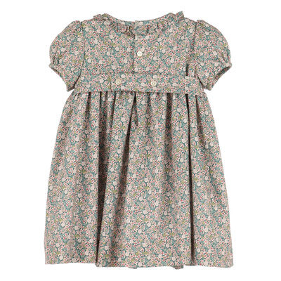 Luli & Me Forest Floral Smock Dress
