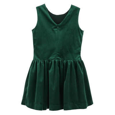 Luli & Me Green Deluxe Velvet Princess Dress