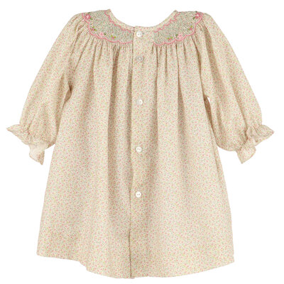 Luli & Me Pink Harvest Floral Smock Bishop
