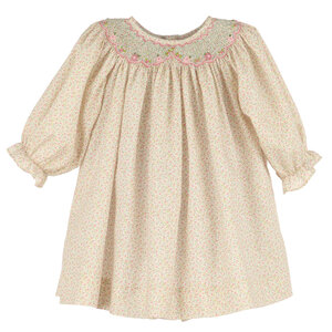 Luli & Me Pink Harvest Floral Smock Bishop