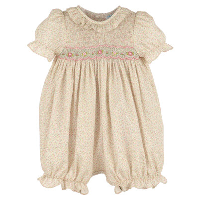 Luli & Me Pink Harvest Floral Smock Bubble
