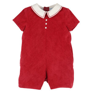 Luli & Me Red Cord Stitches Collar Romper