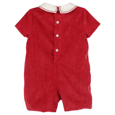 Luli & Me Red Cord Stitches Collar Romper