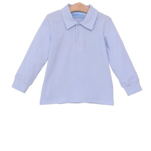 Trotter Street Kids Jackson Polo - Light Blue Stripe