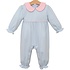 Trotter Street Kids Katherine Romper - Light Blue Stripe/Light Pink