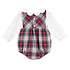 Sophie & Lucas Red Gingerbread Plaid Bow Overall