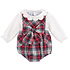 Sophie & Lucas Red Gingerbread Plaid Bow Overall