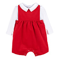 Sophie & Lucas Red Holly Jolly Velvet Boy Overall