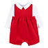 Sophie & Lucas Red Holly Jolly Velvet Boy Overall