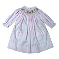Delaney Nativity Pink Small Gingham Smocked Bishop Dress