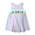 Delaney Nativity Pink Small Gingham Jumper Dress