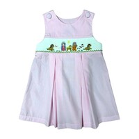 Delaney Nativity Pink Small Gingham Jumper Dress