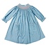 Delaney Tiny Flowers Blue Gingham Smocked Bishop