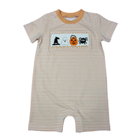 Whimsy Bay Tricks & Treats Smocked Boys Short Romper