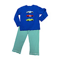 Squiggles Racing Cars Applique Blue Crewneck and Pants Set