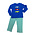 Squiggles Racing Cars Applique Blue Crewneck and Pants Set