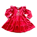 Squiggles Holiday Charms Red LS Tiered Dress