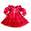 Squiggles Holiday Charms Red LS Tiered Dress