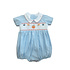 Lulu Bebe Halloween Smocked Boy Bubble Blue Gingham