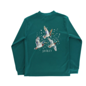 J Bailey Ducks on Teal LS Performance Logo Tee