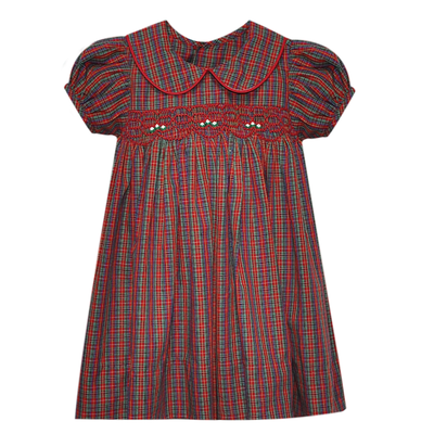 Remember Nguyen Red Plaid Juliette Smocked Dress