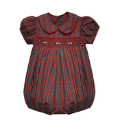 Remember Nguyen Red Plaid Julliette Smocked Bubble