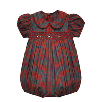 Remember Nguyen Red Plaid Julliette Smocked Bubble