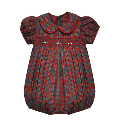 Remember Nguyen Red Plaid Julliette Smocked Bubble