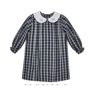 Baby Sen Navy Plaid Bows Cayden Dress