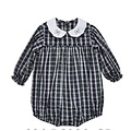 Baby Sen Navy Plaid Bows Sawyer Girl Bubble