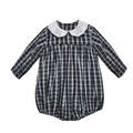 Baby Sen Navy Plaid Train Sawyer Boy Bubble