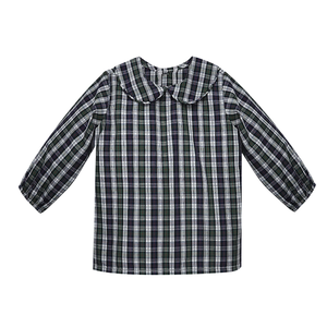 Baby Sen Navy Plaid Dakota Peter Pan Collared Shirt