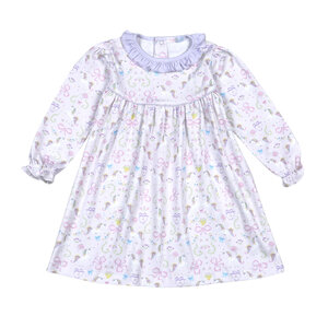 Baby Loren Unicorns Lavender Ruffle Pima Dress