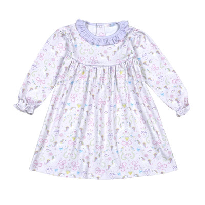Baby Loren Unicorns Lavender Ruffle Pima Dress