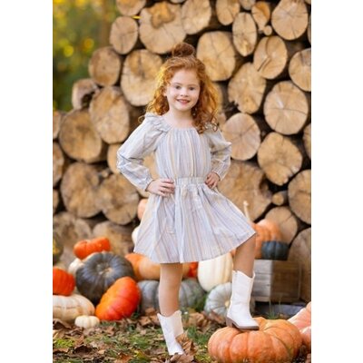 Blue Brooklyn Elastic Wasit Stripe Dress