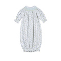 Baby Loren Mia Blue Floral Hand Smocked Bishop Gown