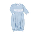 Baby Loren Tim Blue Stripes Hand Smocked Pima Gown