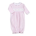 Baby Loren Sally Pink Stripes Hand Smocked Pima Gown